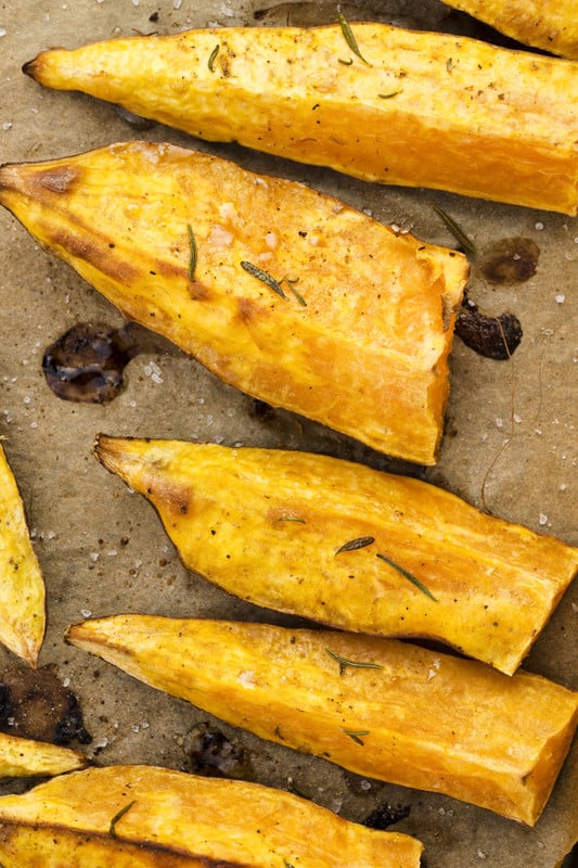 baked sweet potato slices