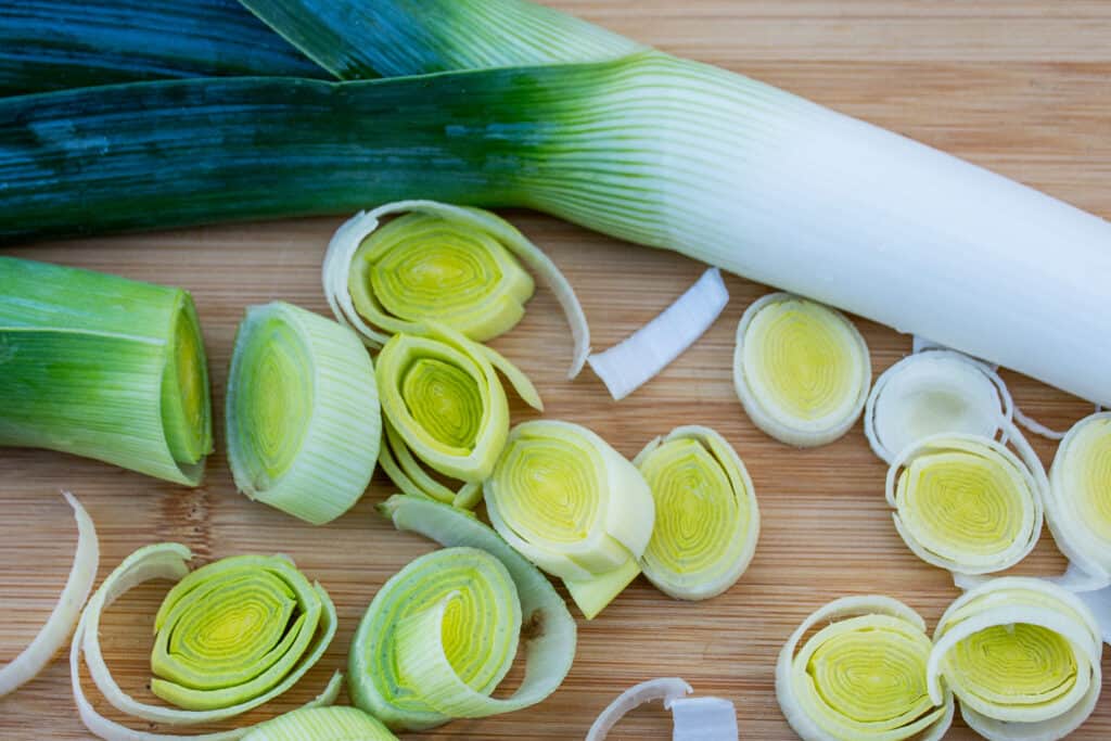 Leeks in kitchen