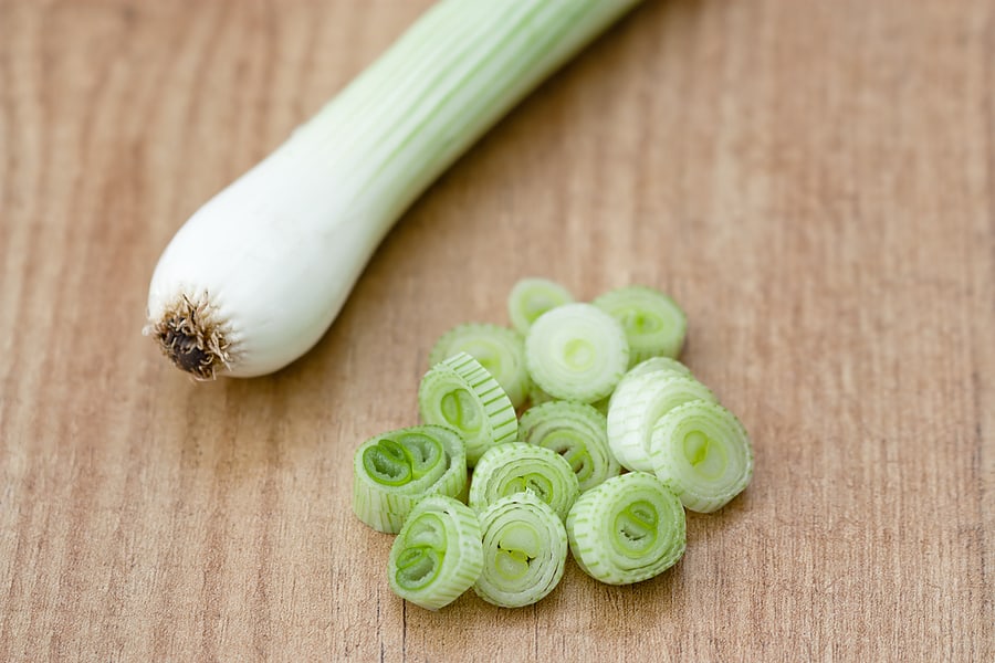 Spring onions sliced