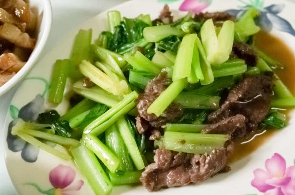Bok choy with beef saute