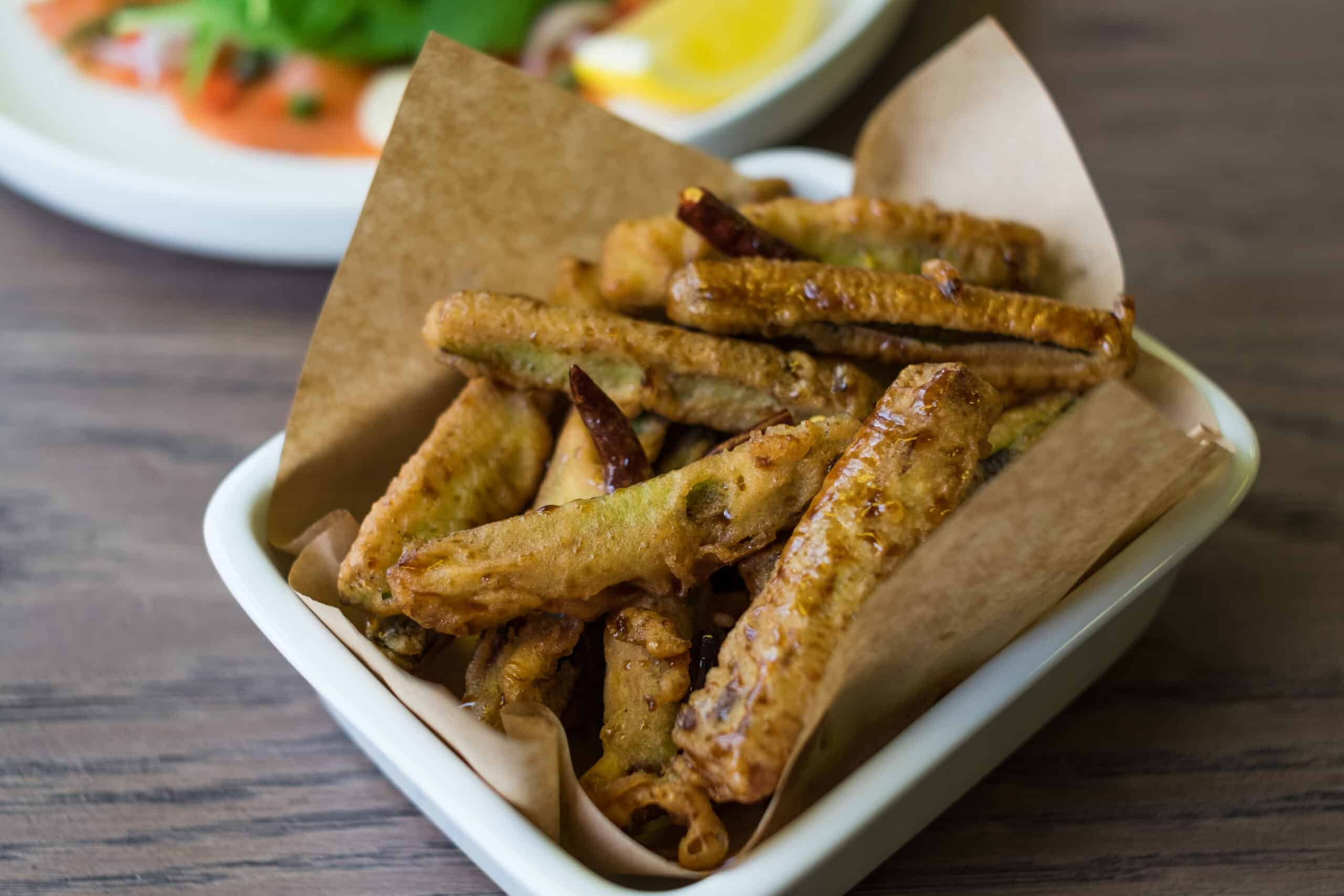 Deep fried battered okra