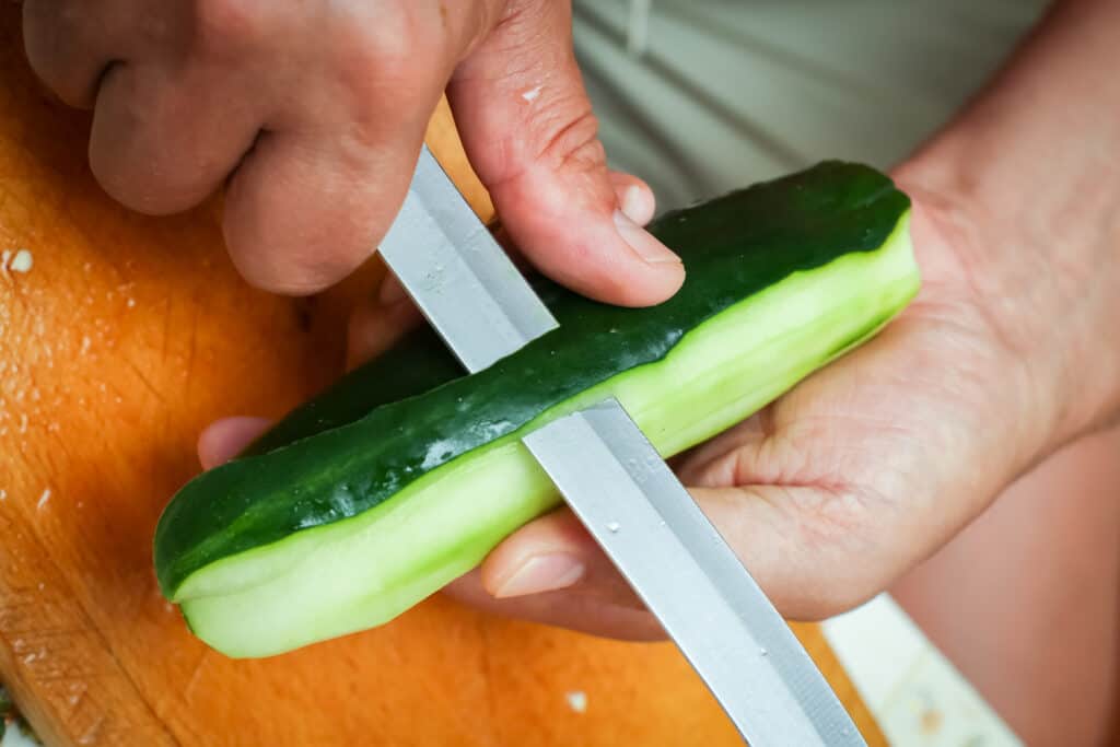 Peeling cucumbers
