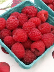Raspberries in basket