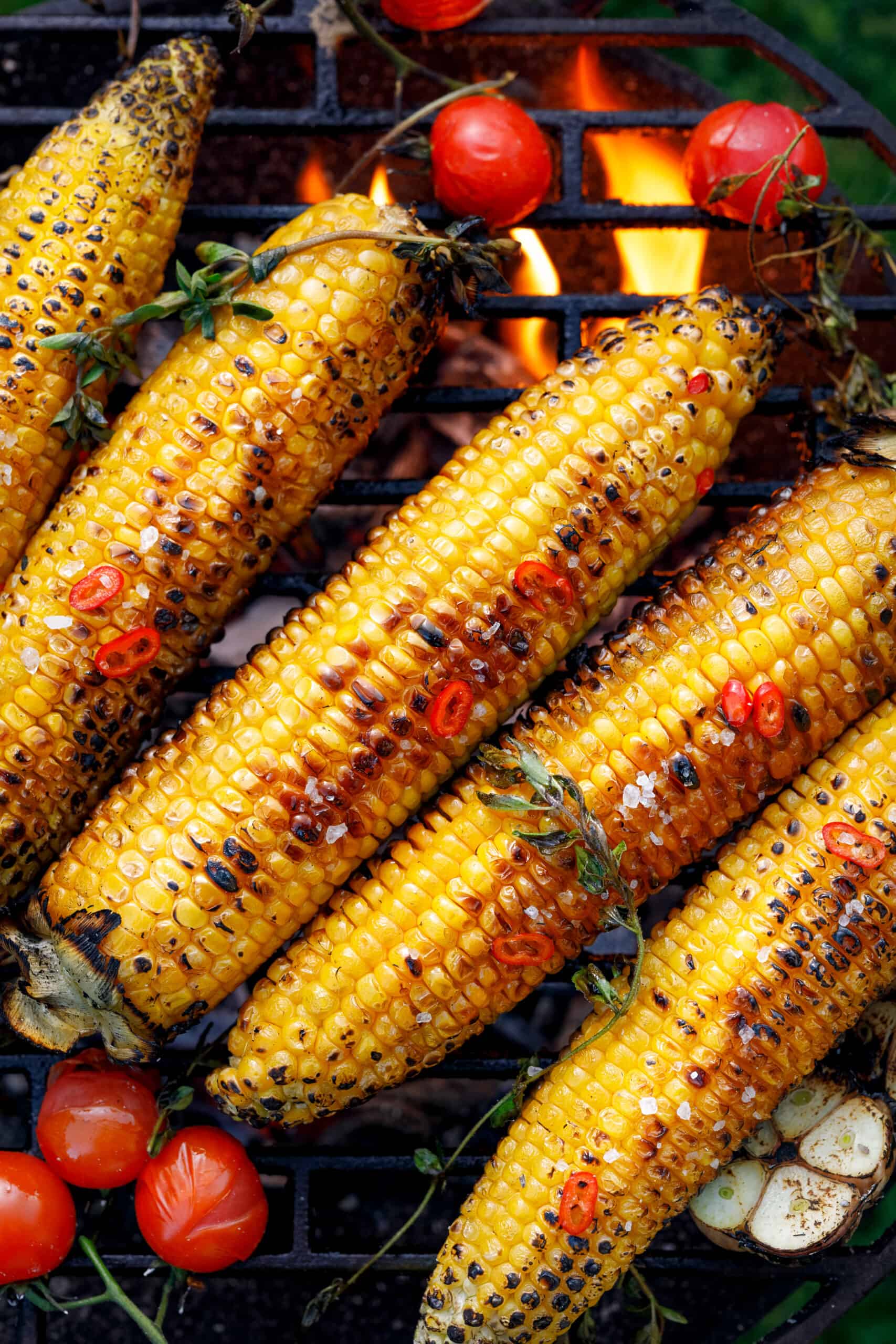 Grilled corn on the cob