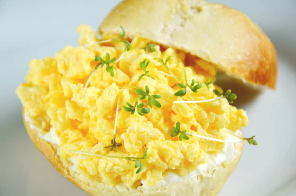 Cress on scrambled eggs