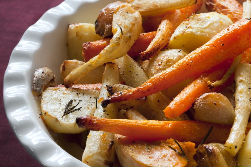 Roasted parsnips and carrots