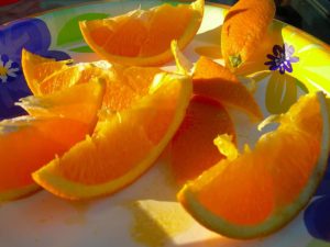 Orange slices ripe