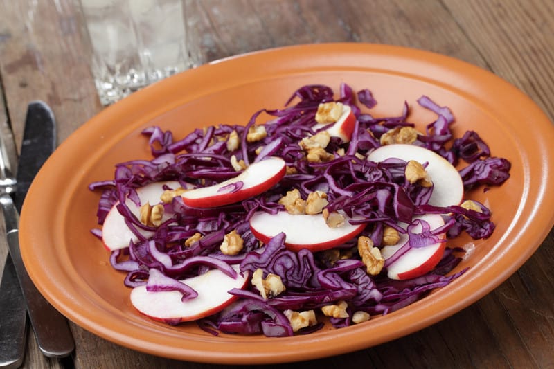 Cabbage red apples walnuts