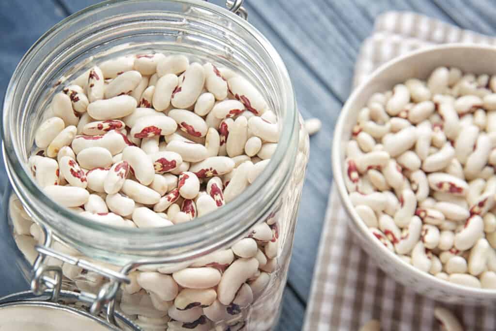 Beans in glass jar
