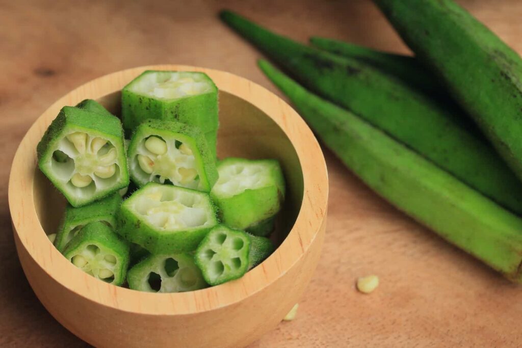 Okra in kitchen