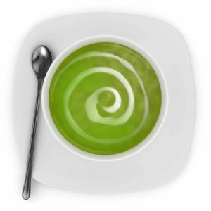 Broccoli soup with cream swirl