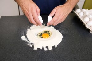 Pasta mixing flour and eggs Pasta mix