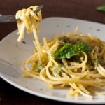 Pesto on linguine Linguine and pesto