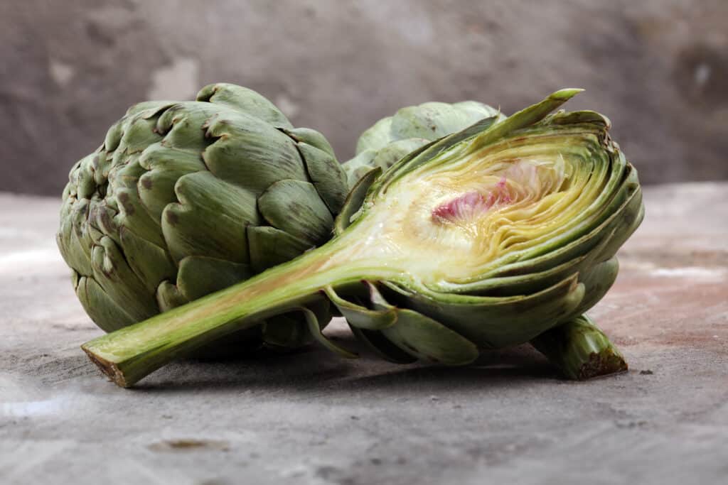 Artichokes cut