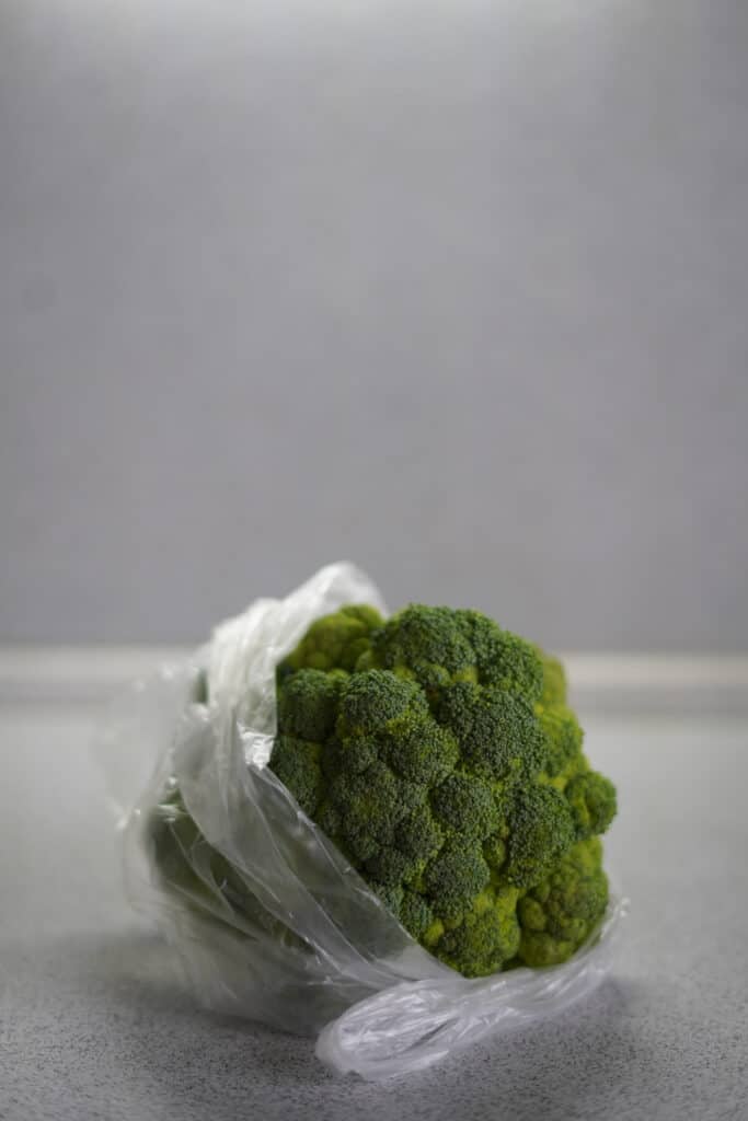 Broccoli in plastic bag