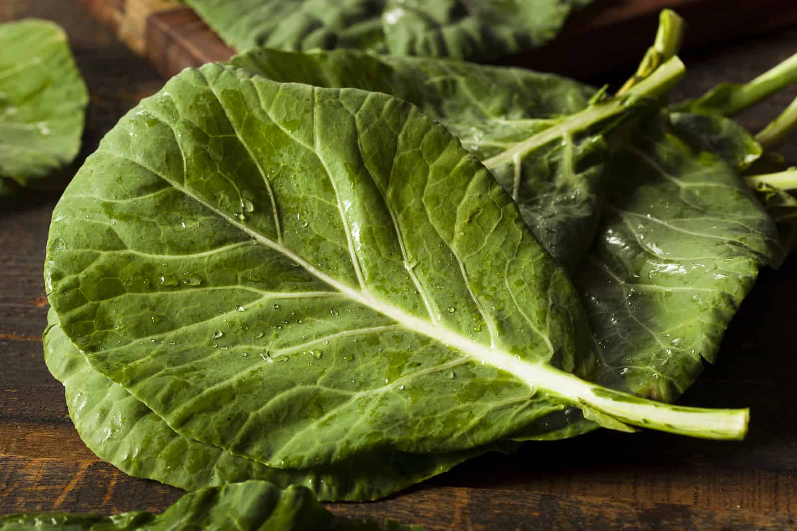 Collard leaf in kitchen