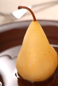 Bosc pear poached