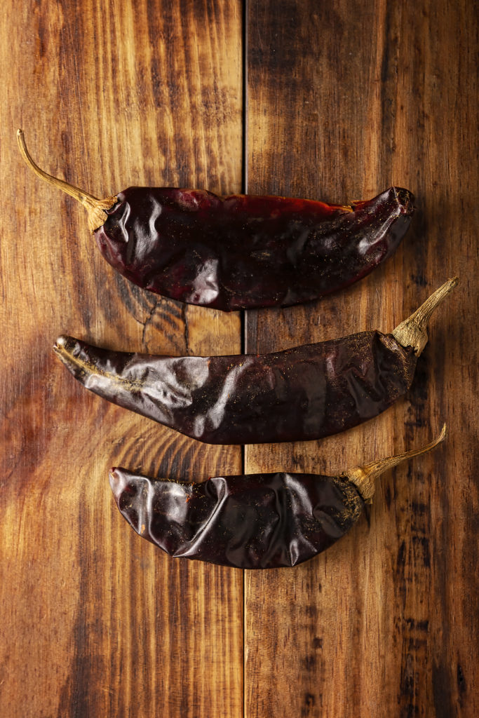 Chiles Guajillo. This Mexican chili is the dried form of Mirasol chili and is used in a variety of Mexican preparations. 