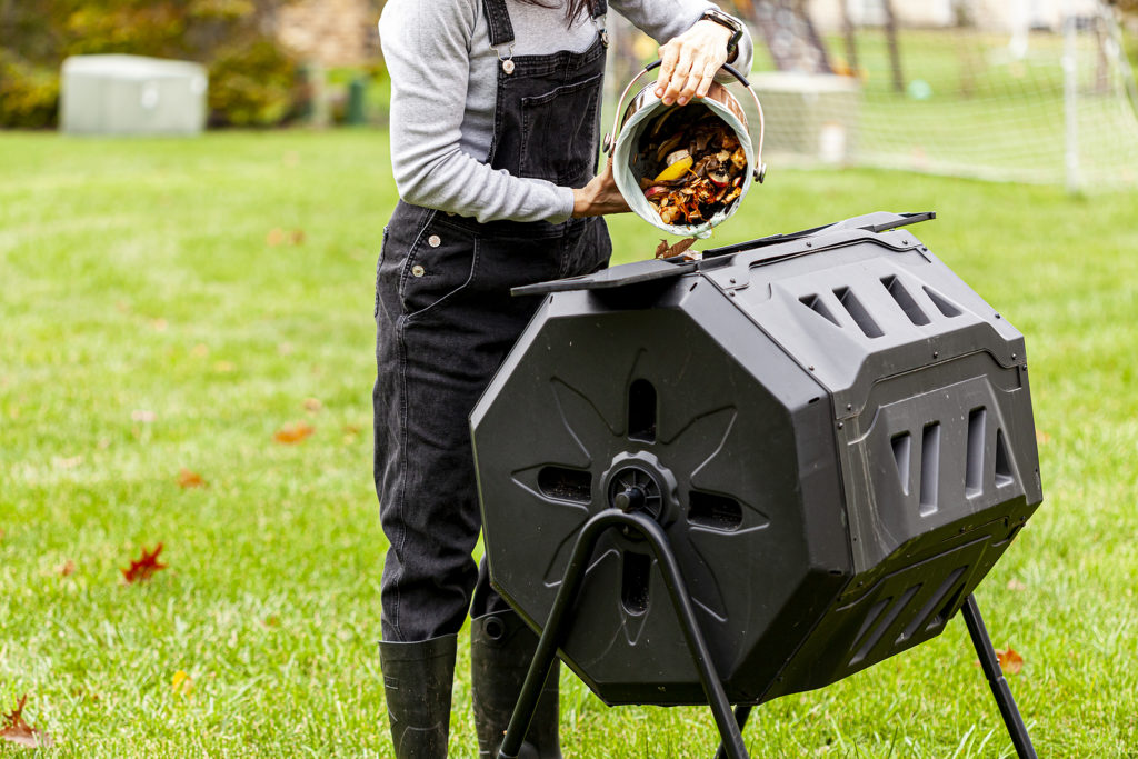 300L Garden Composter, 80 Gallon Large-Capacity Compost Bin, Oversized Food  Waste Compost Barrel, Homemade Organic Fertilizer, Easy Assembling,Black