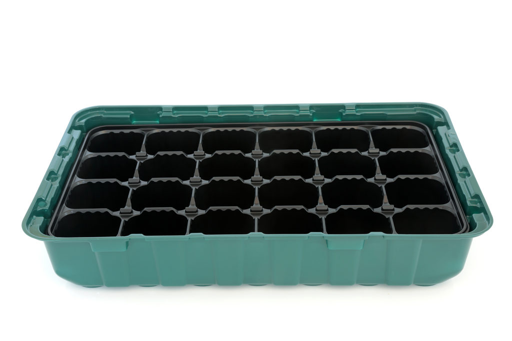 Seed tray with bottom tray to catch water