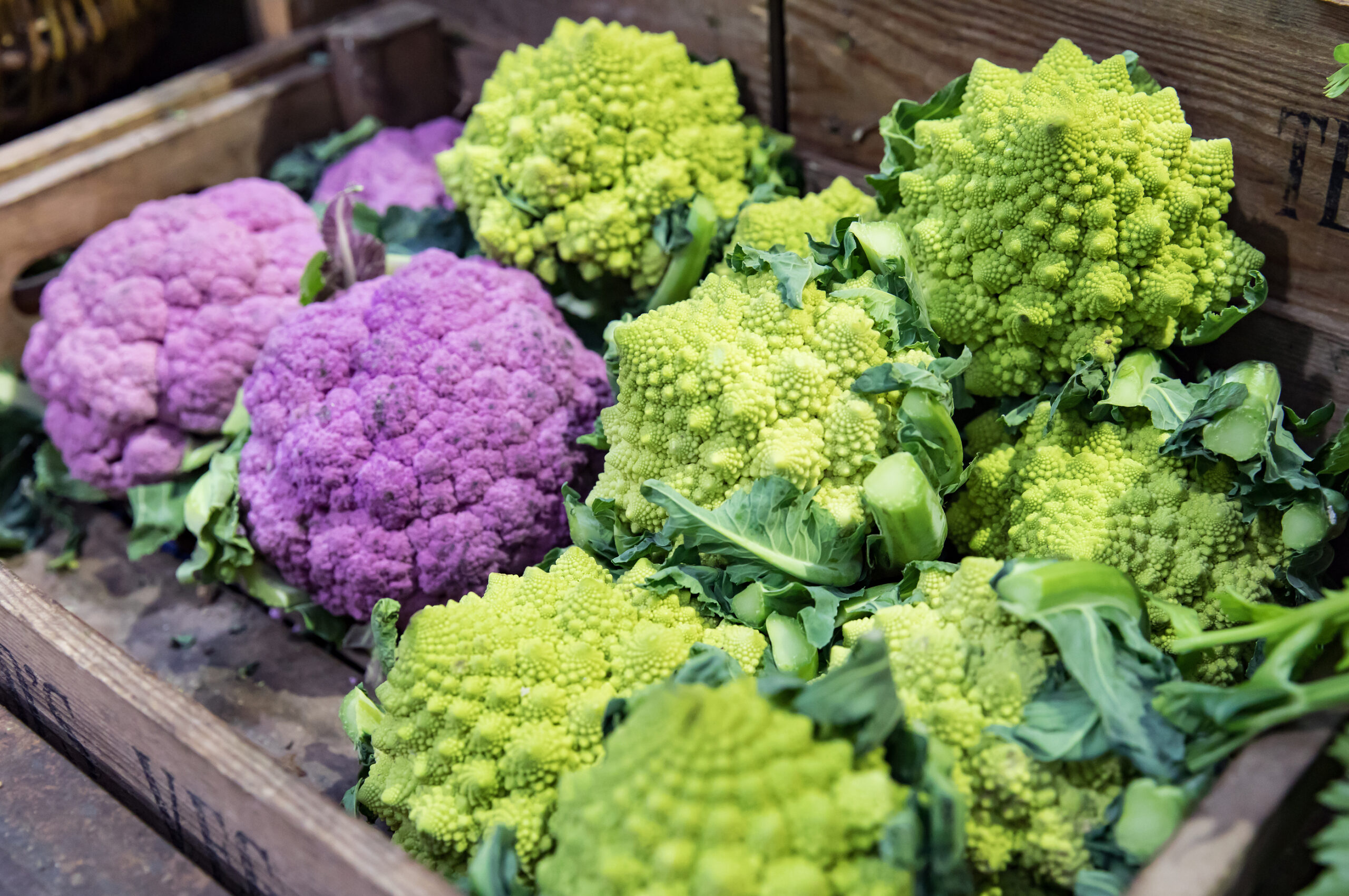 Green and purple cauliflower